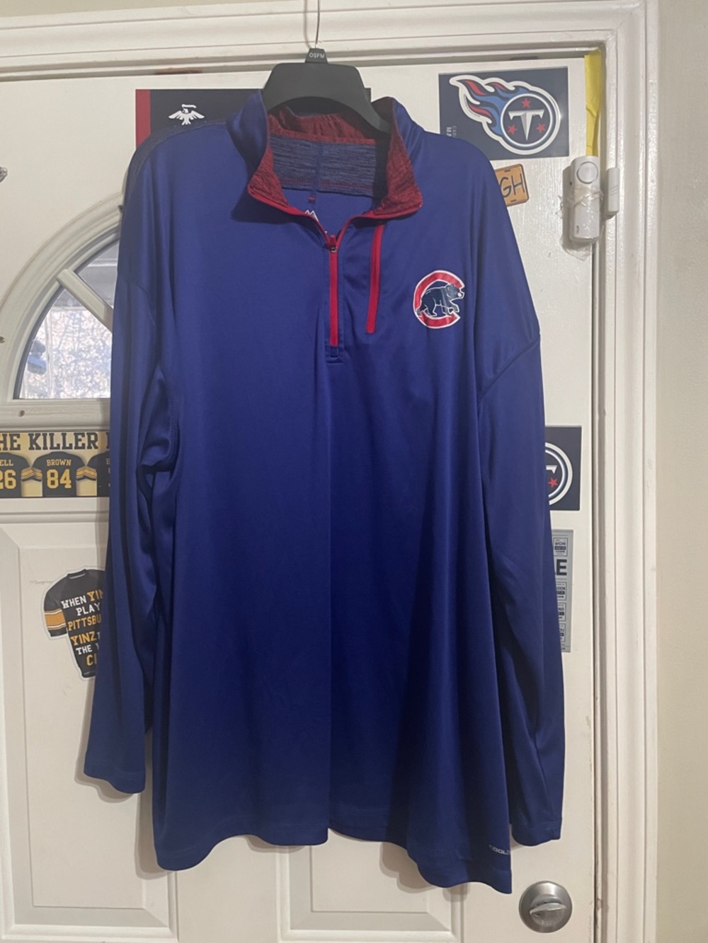 Majestic Chicago Cubs Royal Blue Long Sleeve Pullover with Red Trim